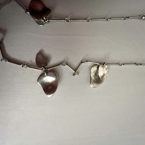 Stella and dot long silver leaf molded necklace